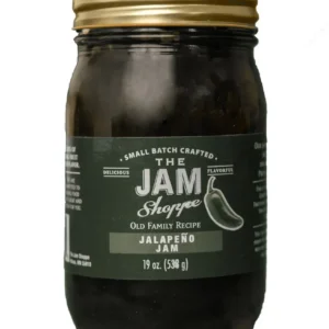 A jar of jalapeno jam is shown.