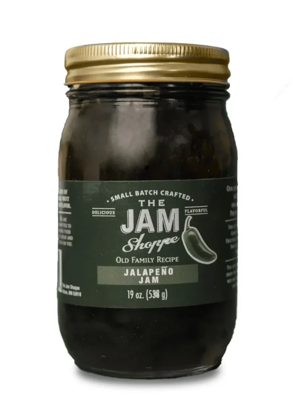 A jar of jalapeno jam is shown.