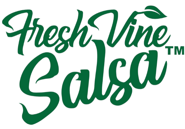 A green background with the words " fresh vine salsa ".